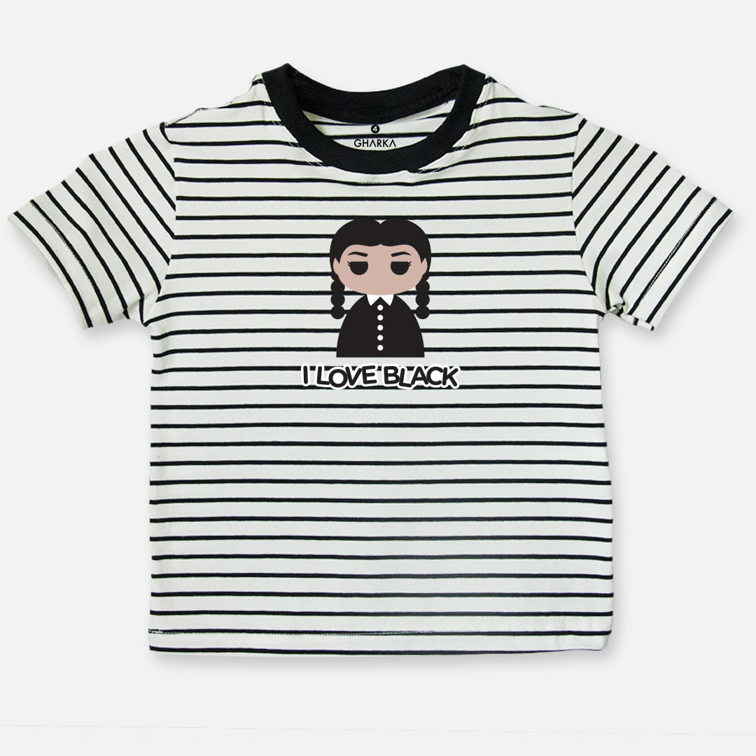 Camiseta Infantil Listrada I Love Black