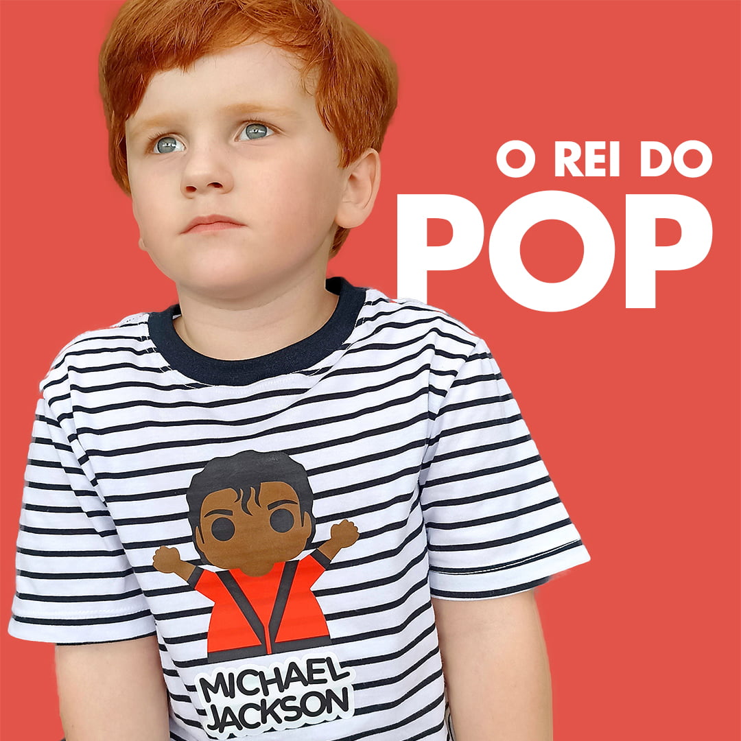 Camiseta infantil sem gênero Michael Jackson 