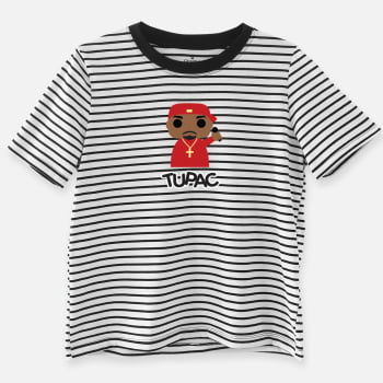 Camiseta Adulto feminina listrada Tupac