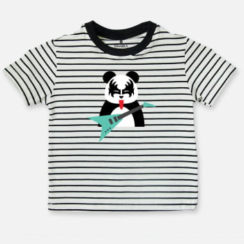 Camiseta infantil listrada Panda Kiss