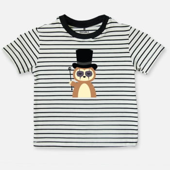 Camiseta infantil listrada Preguiça Cooper 