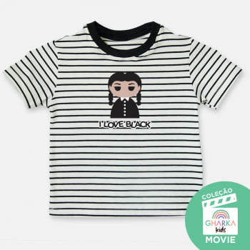 Camiseta Infantil Listrada I Love Black