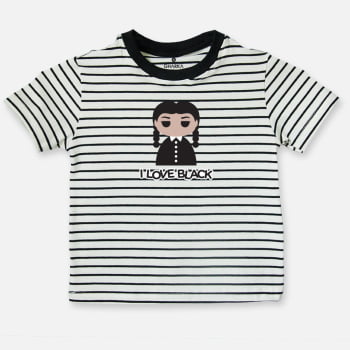 Camiseta Infantil Listrada I Love Black