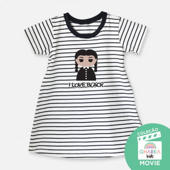 Vestido Infantil Listrado I Love Black