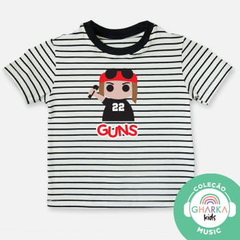 Camiseta infantil listrada Guns