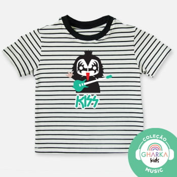 Camiseta infantil listrada Kiss