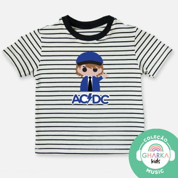 Camiseta infantil listrada sem gênero ACDC 