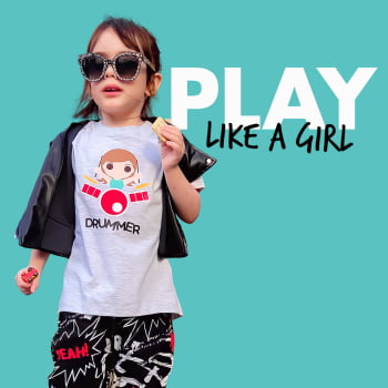 Camiseta infantil Drummer Girl 