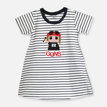 Vestido infantil listrado Guns