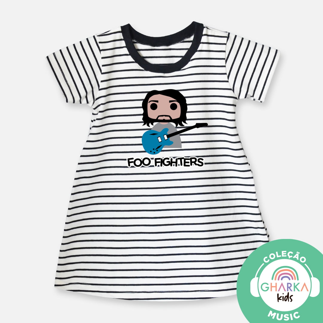 Vestido infantil listrado Foo Fighters 